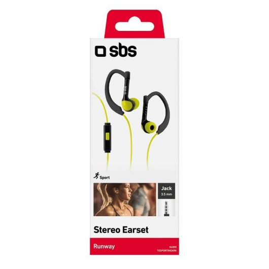 SBS Runway Sport Auriculares Deportivos Jack 3.5mm Negro/Amarillo