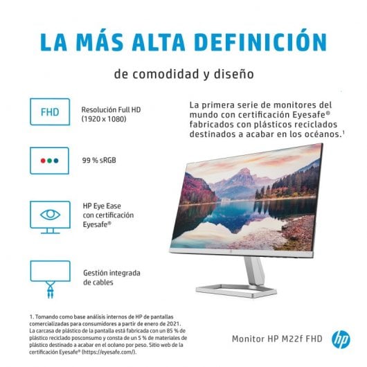 HP M22f Monitor PC 54,6 cm (21.5") 1920 x 1080 Pixel Full HD LCD Nero, Argento