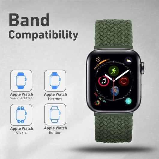 Cinturino Solo Loop intrecciato verde medio Promate Fusion-44L per Apple Watch 42/44 mm