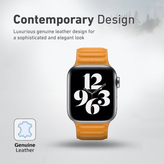 Promate Maglet-40 Naturlederarmband mit ockerfarbener Magnetschnalle für Apple Watch 38/40 mm