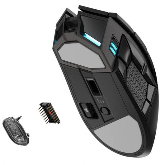 Souris de jeu sans fil Corsair Darkstar Wireless RGB MMO noire 26 000 DPI