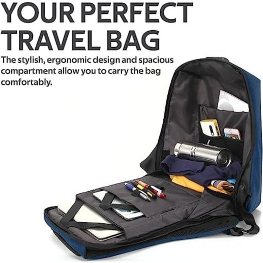 Promate Defender-16 Mochila Antirrobo Impermeable Azul para Portátiles hasta 16"