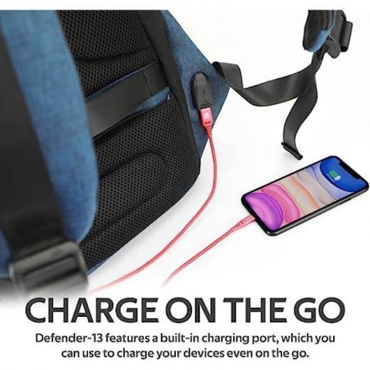 Promate Defender-16 Mochila Antirrobo Impermeable Azul para Portátiles hasta 16"