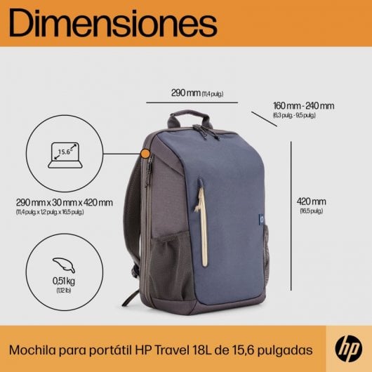 Mochila HP Travel 18L azul meia-noite para laptop de 15,6"