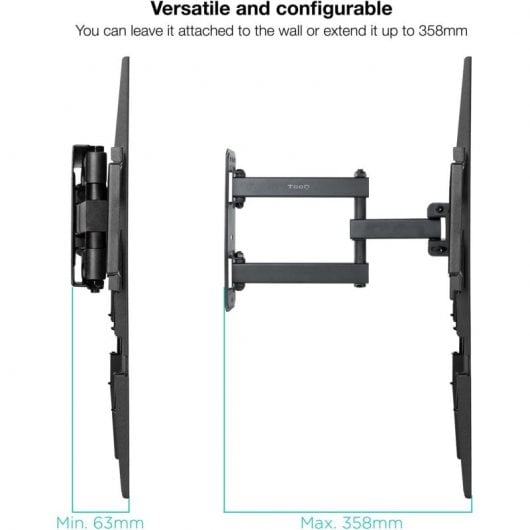 TooQ LP7843TN-B Supporto da Parete Girevole/Inclinabile per TV 32"- 55" VESA 400x400 Max 35 Kg