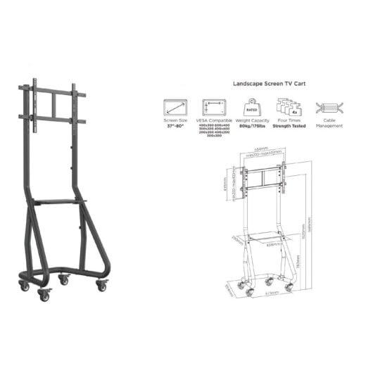 Soporte de Suelo con Ruedas Pantalla 37"-80" Heavy-duty VESA 600x400 Máx. 80Kg