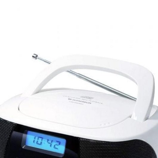 Radio CD Sunstech CRUSM400WT 2W RMS USB AUX MP3 Portable Blanc