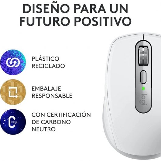 Logitech MX Anywhere 3S Mouse wireless Bluetooth compatto silenzioso 8000 DPI bianco