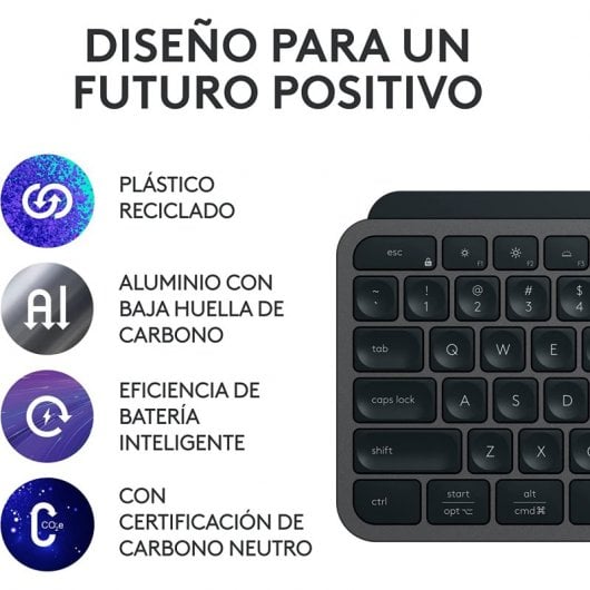 Logitech MX Keys S Teclado Inalámbrico Perfil Bajo Escritura Fluida Precisa Silenciosa Grafito