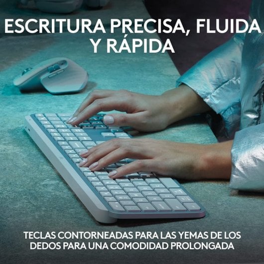 Logitech MX Keys S Teclado Inalámbrico Perfil Bajo Escritura Fluida Precisa Silenciosa Gris Claro