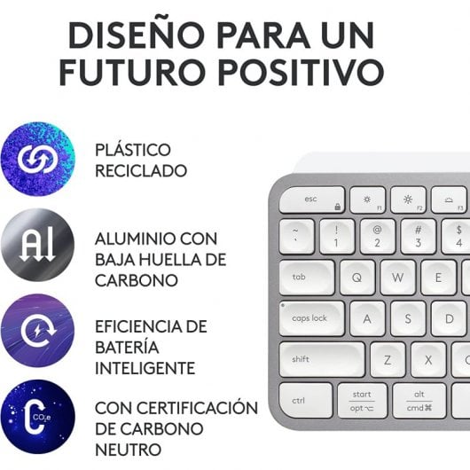 Logitech MX Keys S Teclado Inalámbrico Perfil Bajo Escritura Fluida Precisa Silenciosa Gris Claro