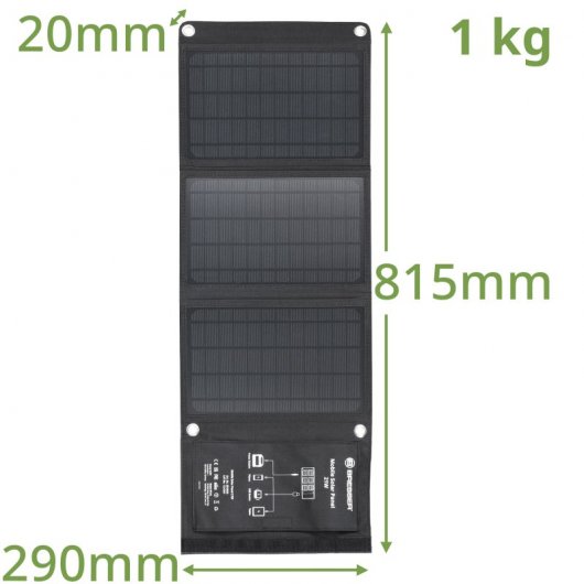 Bresser Cargador Solar Móvil Ultracompacto 21W con Salida USB y DC