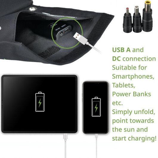 Bresser Cargador Solar Móvil Ultracompacto 21W con Salida USB y DC