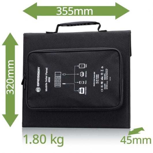 Chargeur solaire mobile ultra-compact Bresser 40 W avec sortie USB et DC