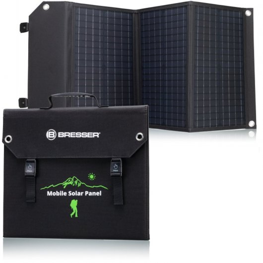 Bresser Cargador Solar Móvil Ultracompacto 60W con Salida USB y DC
