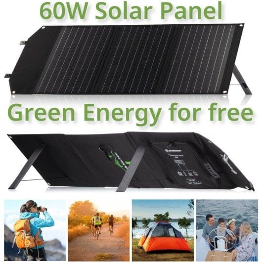 Painel Solar Bresser Ultracompacto 60W 3 portas USB DC Dobrável Resistente à Água