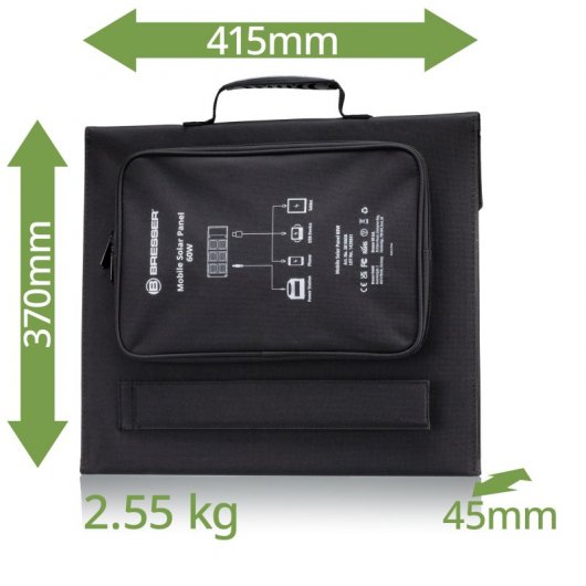 Bresser Cargador Solar Móvil Ultracompacto 60W con Salida USB y DC