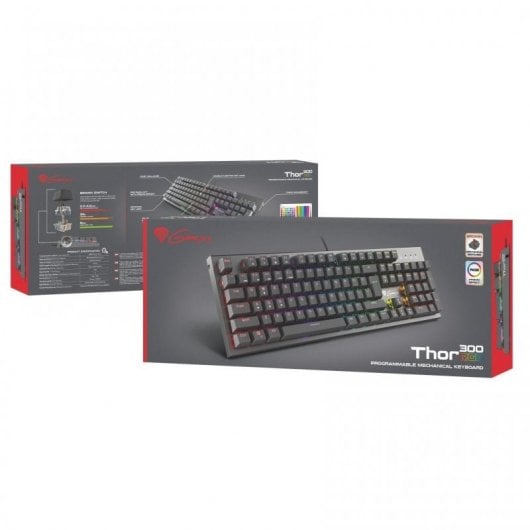 Tastiera da gioco meccanica Genesis Thor 300 RGB Nero Switch Outemu Marrone Layout portoghese