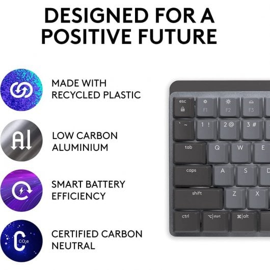 Logitech MX Mechanical Clicky Teclado Mecânico Sem Fios Bluetooth Grafite QWERTY US Internacional