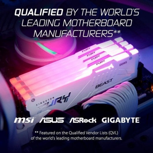 Kingston Technology FURY 128 GB 5600 MT/s DDR5 CL40 DIMM (Kit da 4 moduli) Beast White RGB XMP