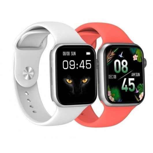DCU Tecnologic Colorful 2 Bluetooth 44.5mm IPS Argento Cinturini Rosso e Bianco Unica IP67 SpO2 Cardiofrequenzimetro Monitor Sonno