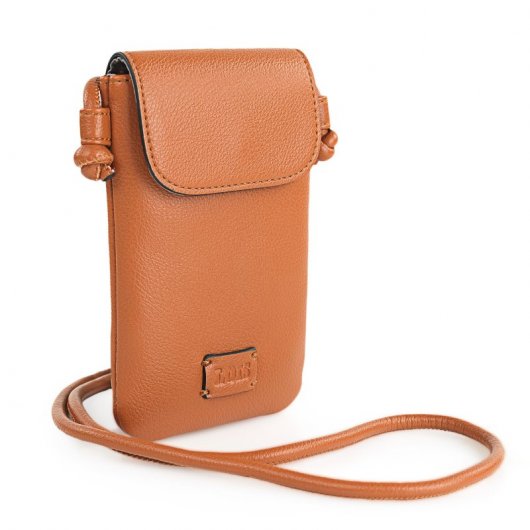 Mini borsa a tracolla Lois Keith per smartphone Cognac