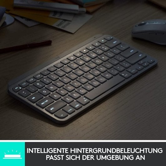 Logitech MX Keys Mini Kabellose Bluetooth-Tastatur Graphit QWERTZ Deutsch