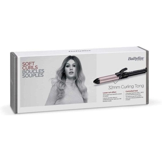 Boucleur à Cheveux BaByliss Pro 180 Sublim'Touch Céramique 32mm 110-180°C 10 Niveaux Noir et Rose