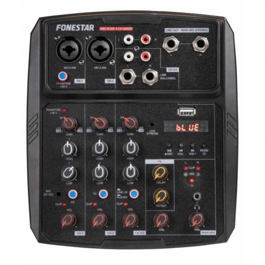 Fonestar STUDIO MIX-4LIVE Mesa de Mistura Estéreo de 4 Canais com Função Live Streaming