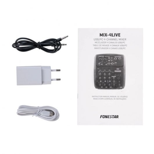 Fonestar STUDIO MIX-4LIVE Mesa de Mistura Estéreo de 4 Canais com Função Live Streaming