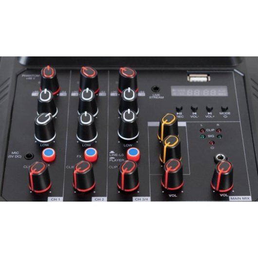 Mixer Stereo Fonestar MIX-4LIVE 4 Canali Bluetooth USB 5 V CC 2,1 A