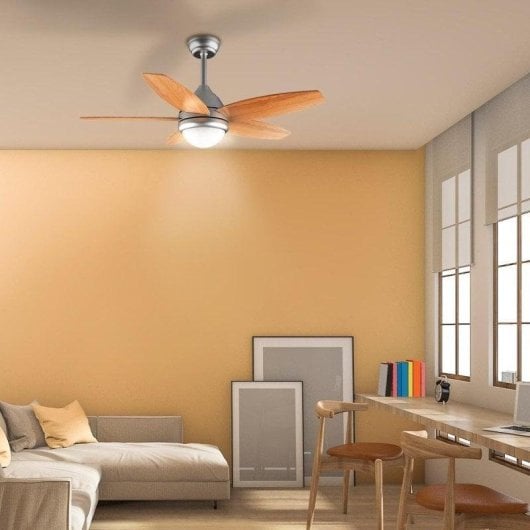 Ventilador Cecotec EnergySilence Aero 495 Teto Madeira 55W LED 42" Comando