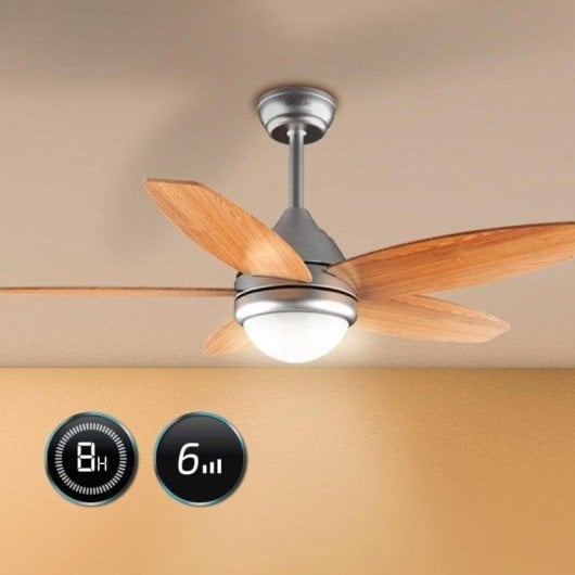 Ventilador Cecotec EnergySilence Aero 495 Teto Madeira 55W LED 42" Comando