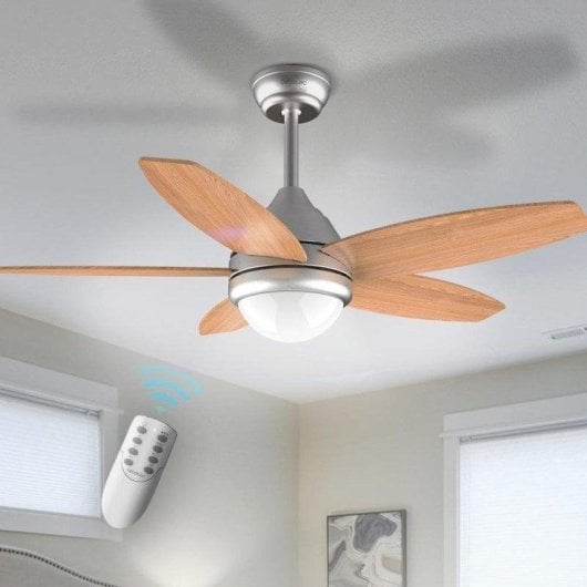 Ventilador Cecotec EnergySilence Aero 495 Teto Madeira 55W LED 42" Comando