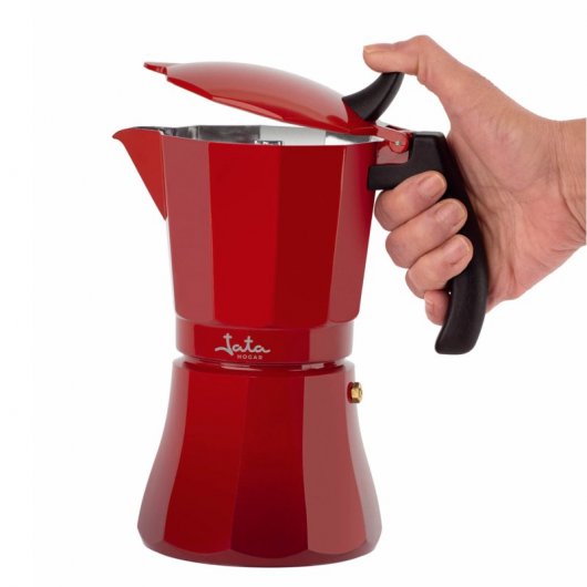Jata HCAF2009 Cafetera Italiana Inducción 9 Tazas Roja