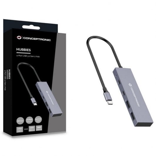 Conceptronic HUBBIES13G Hub USB-C 3.2 10Gbps 2x Portas USB-C + 2x Portas USB-A