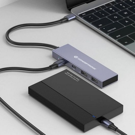 Conceptronic HUBBIES13G Hub USB-C 3.2 10Gbps 2x Portas USB-C + 2x Portas USB-A