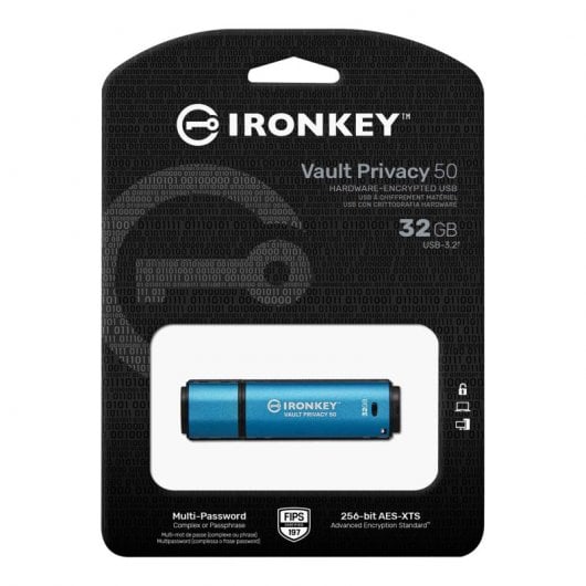 Kingston Technology IronKey 32 GB Vault Privacy 50 crittografia AES-256, FIPS 197