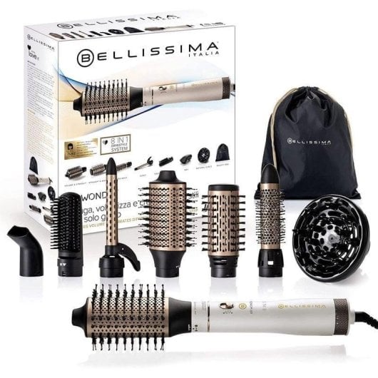Styler ad aria Bellissima Air Wonder 1000W Ionica Ceramica Cheratina 2 Temperature 8 Accessori Satin White Glam Gold