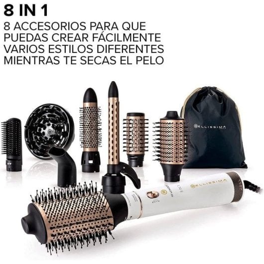 Styler ad aria Bellissima Air Wonder 1000W Ionica Ceramica Cheratina 2 Temperature 8 Accessori Satin White Glam Gold