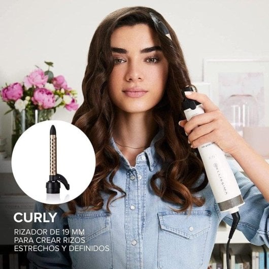 Styler ad aria Bellissima Air Wonder 1000W Ionica Ceramica Cheratina 2 Temperature 8 Accessori Satin White Glam Gold