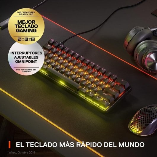 Steelseries Apex Pro Mini Teclado Mecánico Gaming RGB Switch OmniPoint Layout Francés
