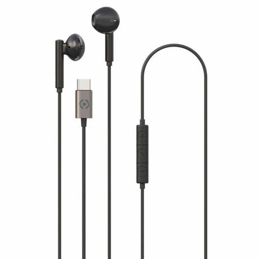 Auriculares Celly UP1100 com cabo USB-C preto para chamadas e música