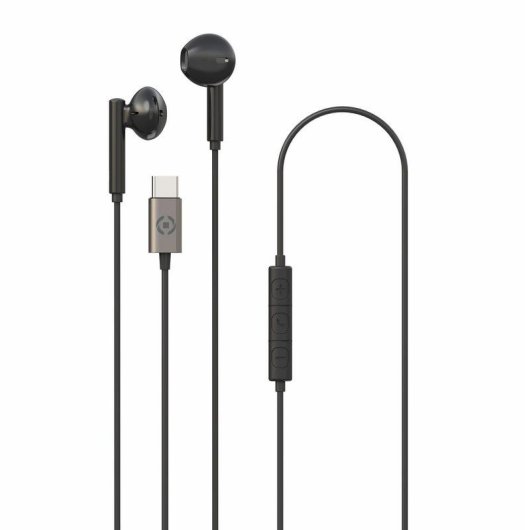 Auriculares Celly UP1100 com cabo USB-C preto para chamadas e música