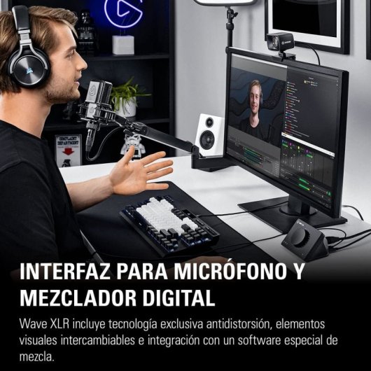 Microfono dinamico Elgato Wave DX + interfaccia microfono Wave XLR XLR/USB-C + cavo XLR Cavo microfono