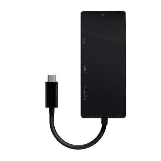 Aisens A109-0679 USB-C Adapter 4-in-1 DP/DVI/HDMI/VGA 15cm Schwarz