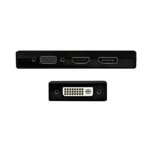 Aisens A109-0679 USB-C Adapter 4-in-1 DP/DVI/HDMI/VGA 15cm Schwarz