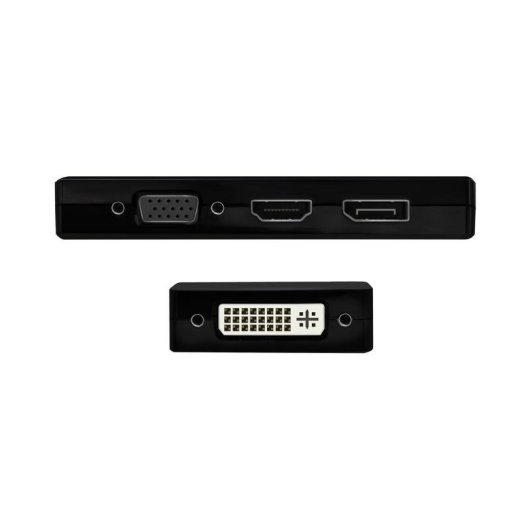 Aisens A109-0679 USB-C Adapter 4-in-1 DP/DVI/HDMI/VGA 15cm Schwarz