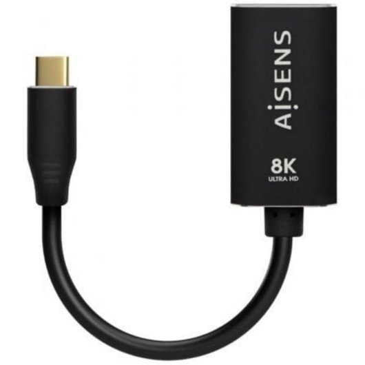 Adaptador Aisens USB-C Macho para DisplayPort Fêmea 15cm Preto