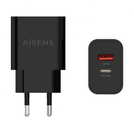 Aisens A110-0682 Caricatore da muro 1x USB-C 1x USB 20W Nero